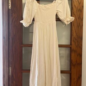 GAP Cream Long Sleeve Dress with Puff Sleeves